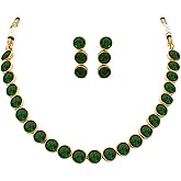 Aheli Ethnic Faux Kundan Choker Necklace Indian Traditional Bollywood Jewelry Set with Earrings Gift for Women