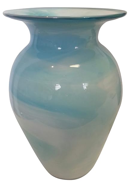 Oberstdorfer Glashutte Vase Turquoise White Large Floor Vase