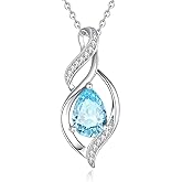 FANCIME Birthstone Necklace for Women Teardrop Necklace S925 Sterling Silver Infinity Love Birthday Gifts for Mom Women Girls, 16"+2" Inches