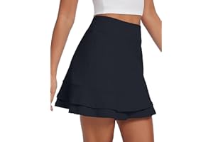 H Hellisal Womens Tennis Skirt 16" Skorts for Woman Dressy Casual High Waisted Golf Athletic Ruffle Skirts with Pockets