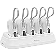 Yoobao Portable Charging Station with Small Power Bank 5 Pack Built-in USB C Cable 5000mAh, Family Shared Portable Charger PD20W Fast Charging for iPhone 15 16, Charging Dock for Restaurant Pub Party