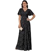 Zizwi Lace Mother of The Bride Dresses for Women Modest V-Neck Ruched Formal Wedding Guest Dress with Sleeves