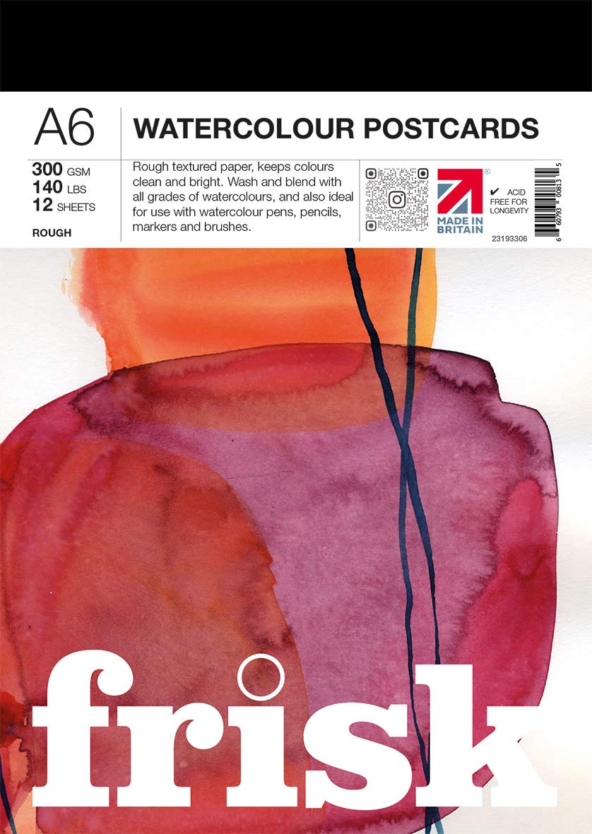 Frisk 23193306 Watercolour Paper Postcard Pad, White, A6