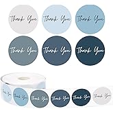 Whaline 1000Pcs Dusty Blue Thank You Sticker Roll 1.5 Inch Gradient Blue Thank You Stickers for Small Business 6 Colors Round Self-Adhesive Labels for Gift Packaging Envelopes DIY Craft Supplies