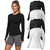 Women's Long Sleeve Compression Shirts Workout Athletic Top Underscrubs | Moisture-wicking, Quick Drying, Slim Fitted UPF Sun Protection Baselayer Thumbhole Undershirts for Gym, Running, Yoga, Sports