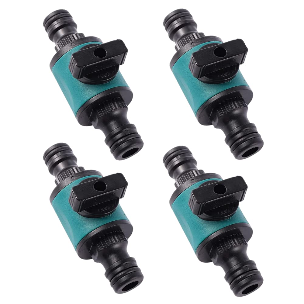 LBB＆ZQQ 4 PCS Hose Pipe Connector Plastic Hose Quick Connectors with Shut Off Valve Double Male Hose Connector Hose Connector Irrigation Pipe Connectors for Agriculture, Garden