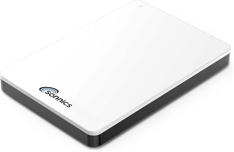 Sonnics 500GB White External Portable Hard Drive USB 3.1 Type C PC Mac TV