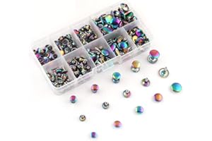 YEWIN Rainbow Tubular Double Cap Rivets - 7/8/9/10/12mm Metal Button Round Rapid Rivet Rivet Studs for Purse Handbags Shoes Belts Leather Craft(Each Size 20pcs)