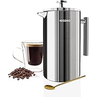 French Press Coffee Maker, 34 Oz Stainless Steel French Press Camping Coffee Pot 1 L Coffee Tea Maker with Filter (8…