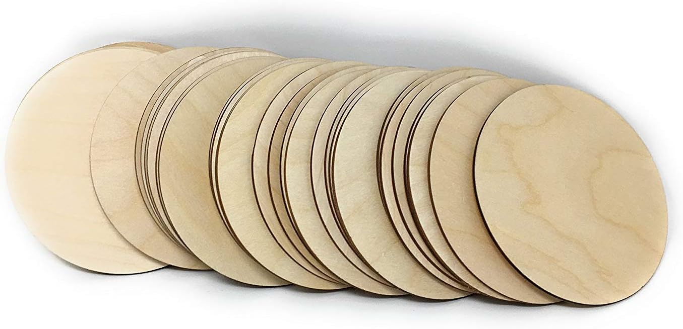 Gocutouts 3" Wooden Circle Cutouts Unfinished Baltic Birch Package of 25 (25)