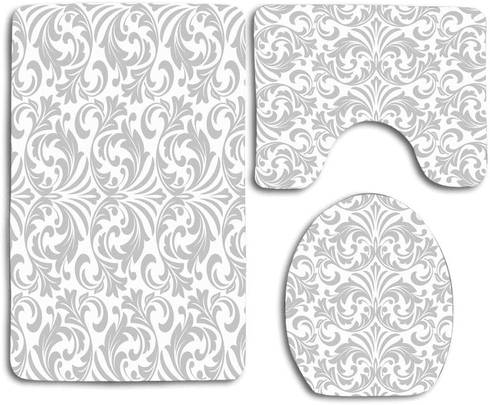 Gris Blanco Cortinas viejas Patrón barroco Cortinas de damasco antiguo