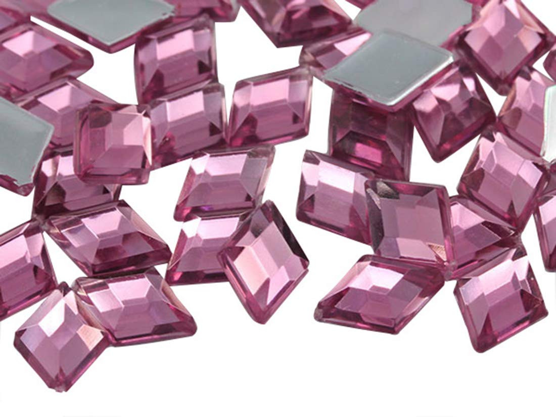 Allstarco 10x7mm Pink Rose Lite .RS72 Flat Back Diamond Acrylic Rhinestones Plastic Gems for Jewelry Making Costume Jewels Cosplay Embelishments - 100 Pieces — image 1