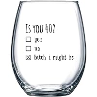 40th Birthday Gifts for Women and Men Wine Glass - Funny Is You 40 Gift Idea for Mom Dad Husband Wife – 40 Year Old…