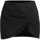 ZAFUL Womens Swim Skirt Twist Bathing Suit Skirt with Build-in Brief Mid Rise Swimsuit Bottom Skort
