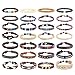 FIBO STEEL 28-30 Pcs Braided Leather Bracelets for Men Women Cool Hemp Tribal Wristbands Cuff Punk Bracelets