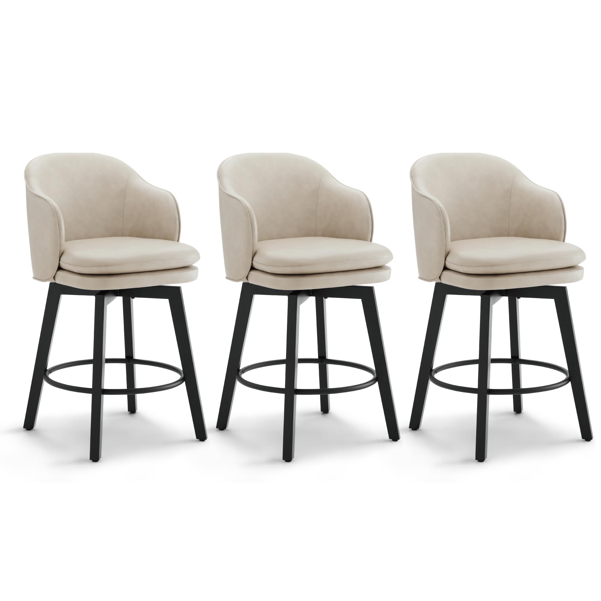 Photo 1 of *************MISSING 2 OF THE 3 CHAIRS**********
Counter Height Barstools 26 inch Upholstered Swivel Bar Stools with Back and Wood Legs for Kitchen Island,Set of 3,Beige PU Leather