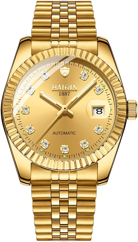 Automatic Men’s Watch Luxury Mechanical Two Tones Watches for Men Waterproof Stainless Steel Wristwatch Luminous Dial Gold Watches for Men