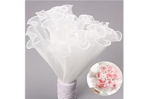 XIAOHONG Flower Wrapping Paper Bouquet Floral Packaging White Mesh Wrap Roll Korean Bouquet Wrapping Net Yarn Wrinkle Waves Paper Valentine's Day Flower Shop Supplies 5 yards