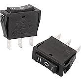 Baomain 2-Pack Rocker Switch, ON/Off/ON SPDT 3 Pin 16A/250VAC 16A/125VAC,UL VDE List,Black No Light, for Car, Boat and Househ
