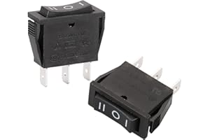 Baomain 2-Pack Rocker Switch, ON/Off/ON SPDT 3 Pin 16A/250VAC 16A/125VAC,UL VDE List,Black No Light, for Car, Boat and Househ