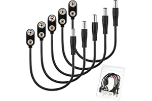 CHANZON UL Wire 9V Battery I-Type Power Supply with Center Positive 2.1mm x 5.5mm Male DC Connector Holder Clip Converter, 5 Pack for Arduino, LED Strip