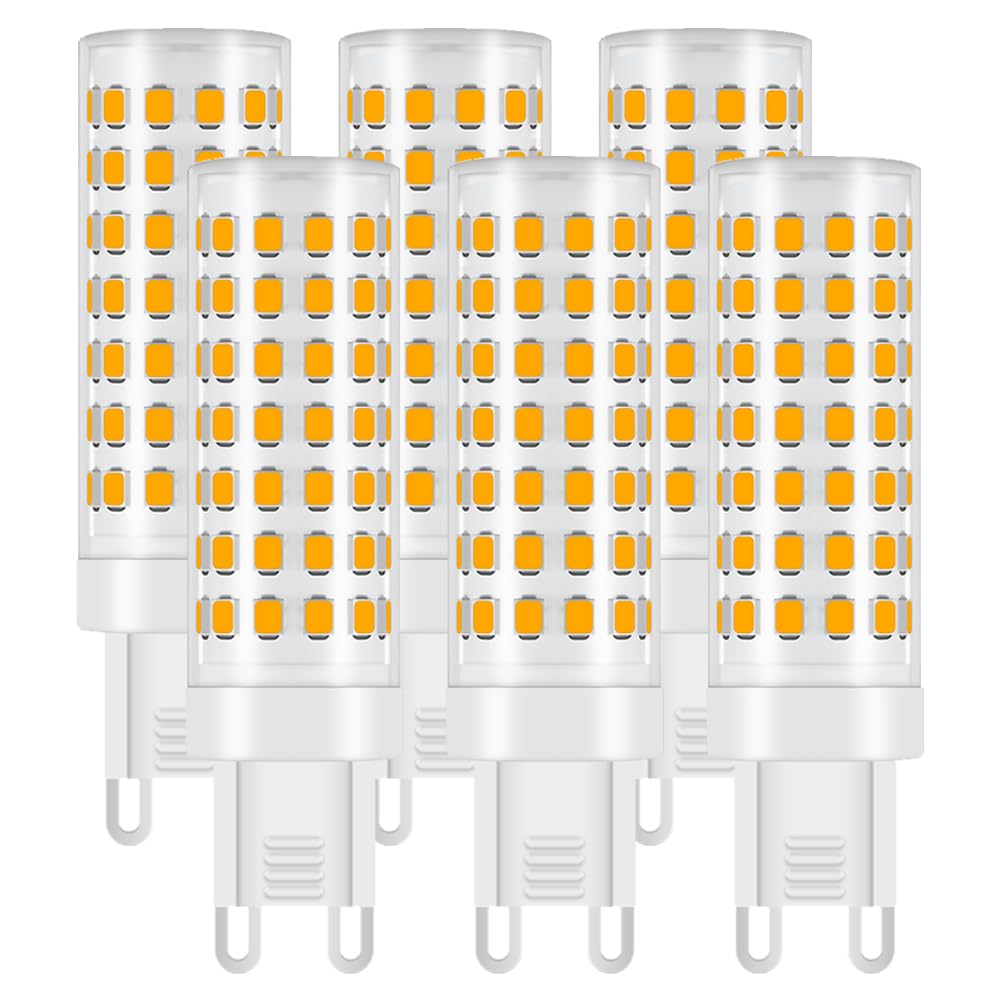 YELANGU G9 LED Light Bulbs, 3000K Warm Light 7W Equivalent to 80W Halogen Replacements, Bi-Pin Base, 6 Count