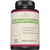Sunergetic Premium Serrapeptase Enzyme Supplement – Helps Support Sinus Health – Powerful Serrapeptase Enzymes Formula – 40,000 SU Per Capsule- 90 Enteric Coated Serrapeptase Capsules