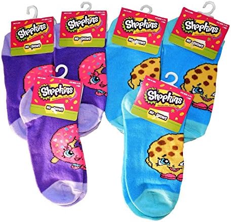 Shopkins Character No Show Socks 6 Pair 2 Pack Size 6-8.5