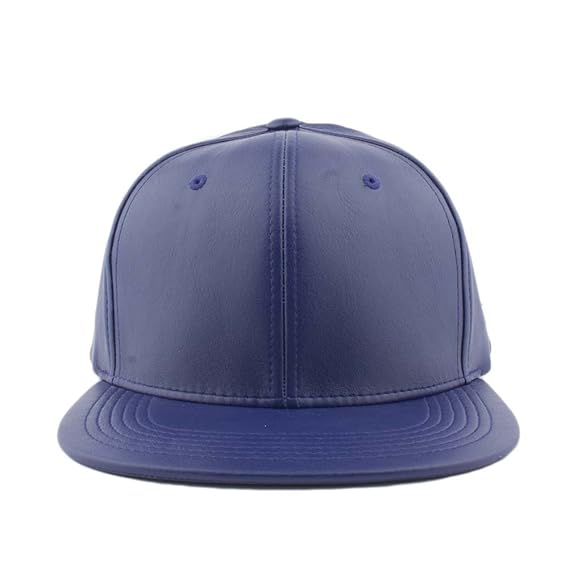 blue leather cap