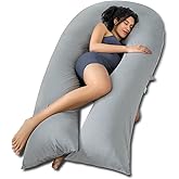 QUEEN ROSE Extra Long U Shaped Body Pillow, Cooling Pregnancy Pillows for Sleeping, 65 Inch Full Body Support Maternity Pillo