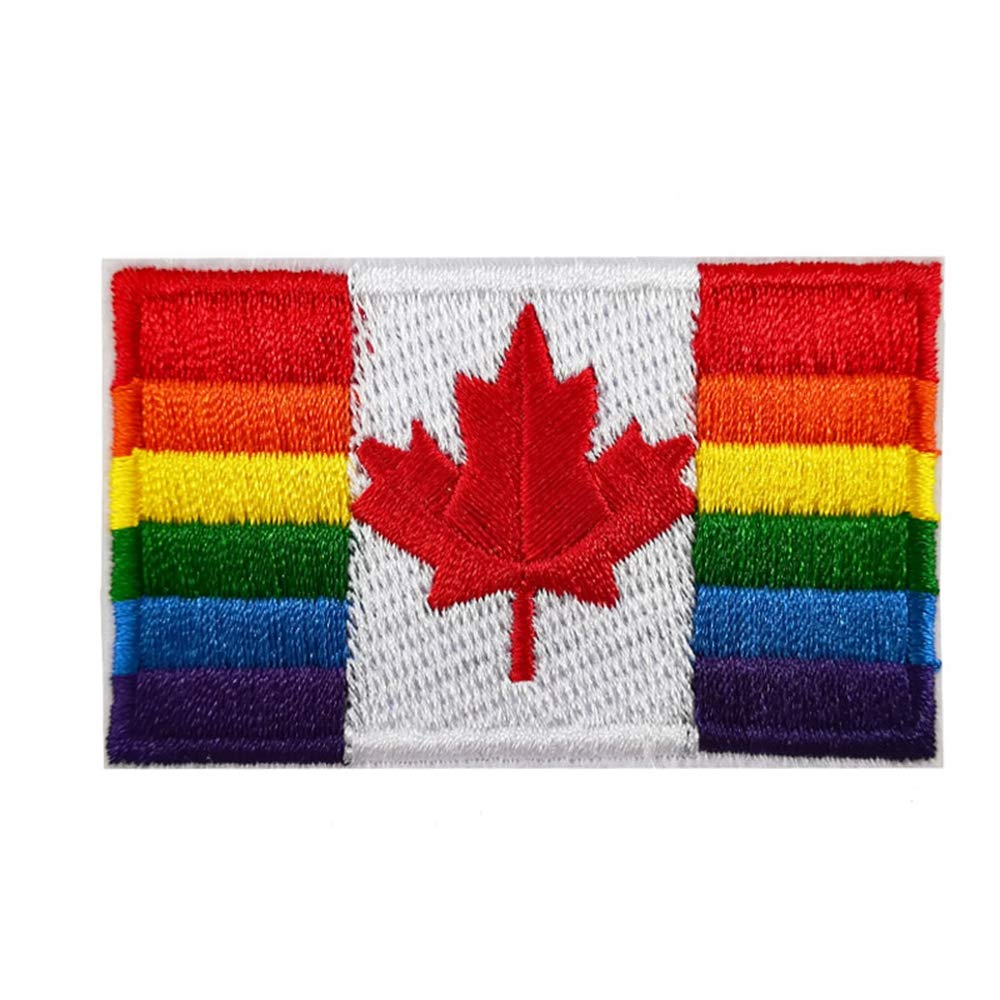 Cute-Patch Pride Month Rainbow Canada Flag LGBT Embroidered Iron On sew on Patch Gay Pride Lesbian Right Applique
