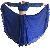 Wuchieal Women's Belly Dance Skirts Tribal Chiffon Full Skirts,Praise Dance Skirt,Mexican Skirt