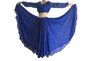 Wuchieal Women's Belly Dance Skirt Tribal Chiffon Full Skirt,Praise Dance Skirt