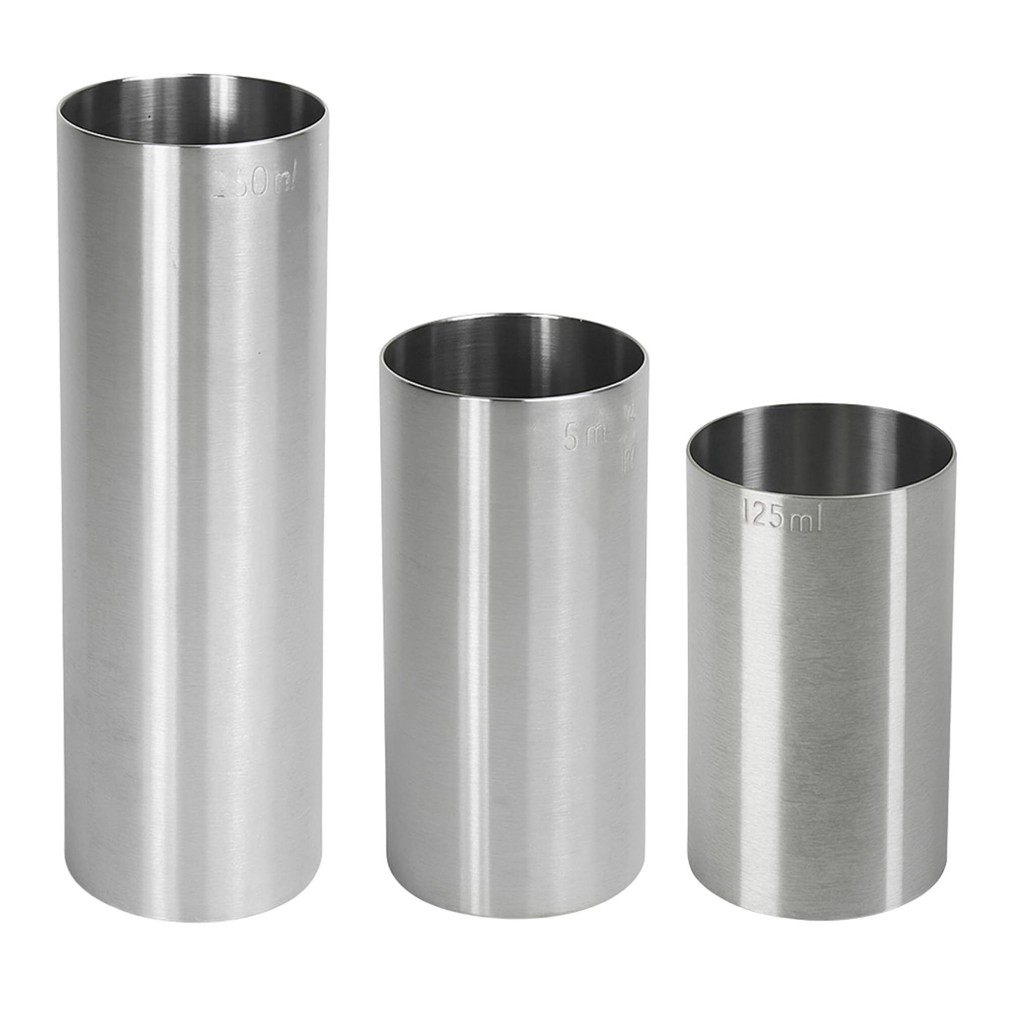 bar@drinkstuff Stainless Steel Thimble Wine Measures 3 Piece Bundle Set 125ml, 175ml & 250ml CE