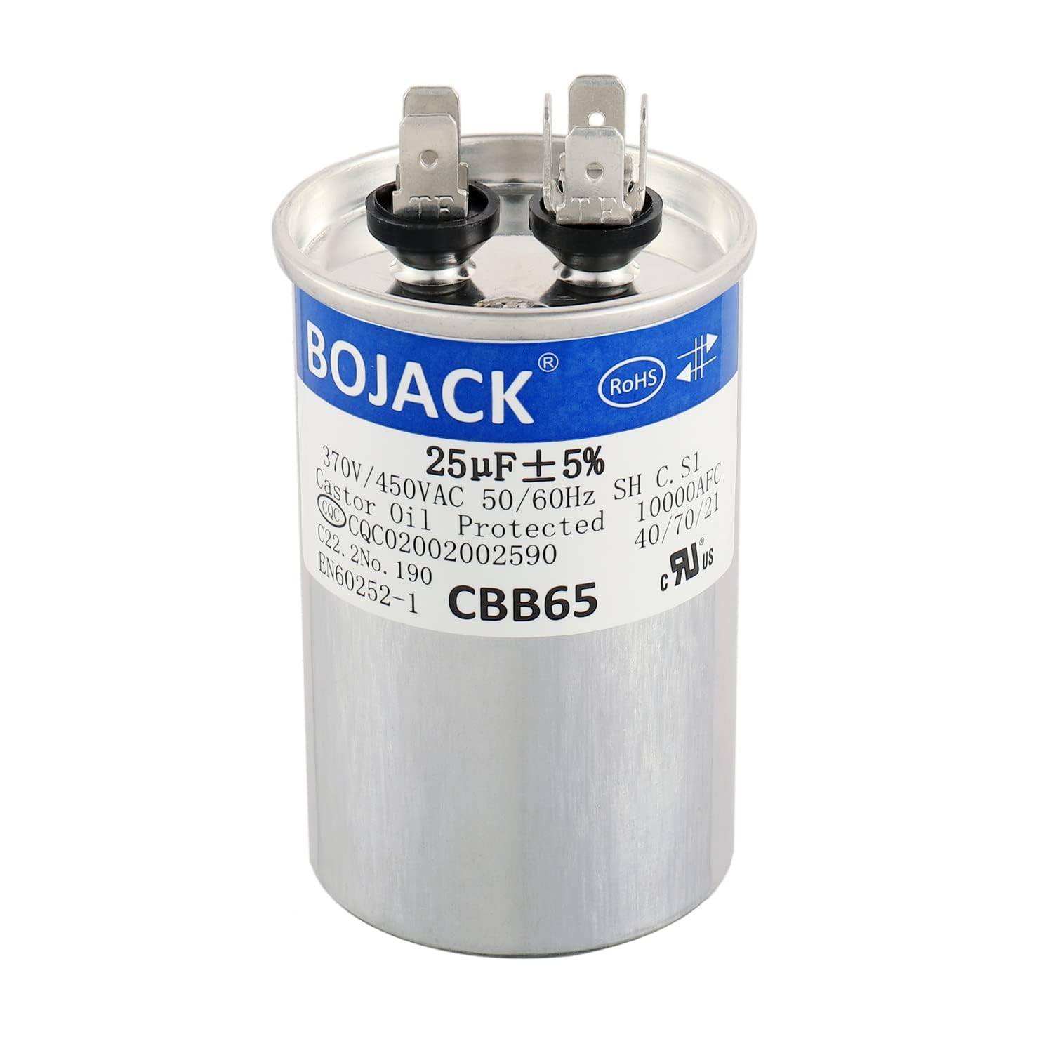 BOJACK 25 uf 370 450 V AC CBB65 Motor and Fan Starting Round Capacitor 25 MFD 10000 AFC