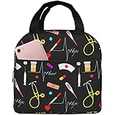 AKEOPIST Nurse Lunch Box for Women Men Adults, Reusable Nurse Tote Bag Portable Insulated Lunch Bag for Work Picnic Camping