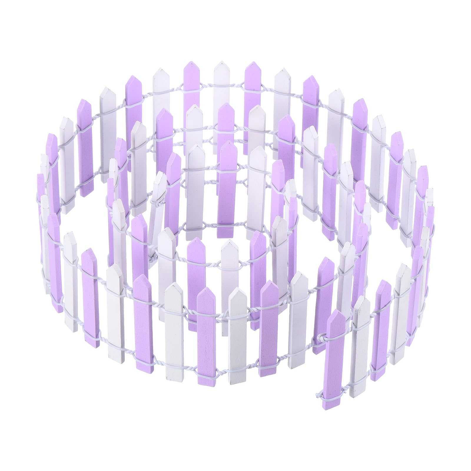 PATIKIL 35" L x 2" H Miniature Fairy Garden Fence, Mini Ornament Wood Picket Fence for DIY Dollhouse Garden, Purple White