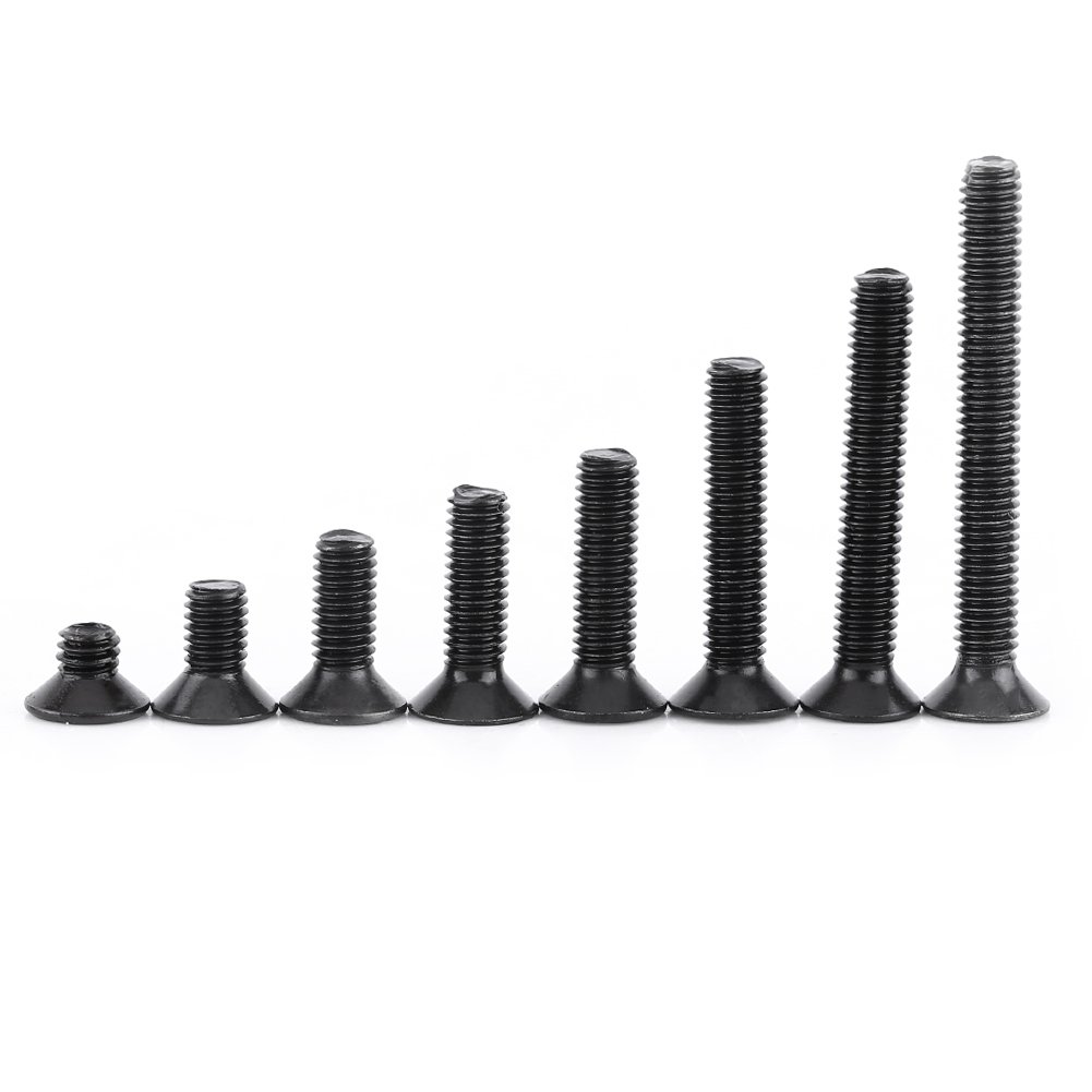 Walfront 200Pcs M3 Grade 10.9 Countersunk Head Screw Kit Alloy Steel Machine Screws 4-25mm Corrosion Resistants Fasteners for Marine, Electronics, DIY Projects with Storage Case Black
