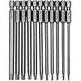 Fixinus 11 Piece Torx Head Screwdriver Bit Set, Magnetic 1/4 Inch Hex Shank S2 Steel 3 Inch Long Drill Bits, Security Torx Bits T6-T40, 75mm Length