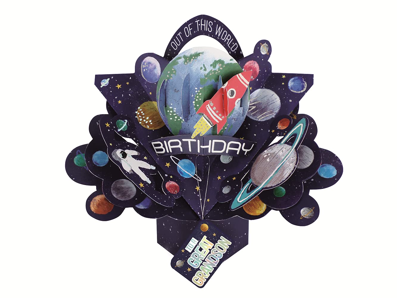 Great Grandson Space Rocket Birthday Pop Up Greeting Card 3D Pop-Up Cards POP206MC16