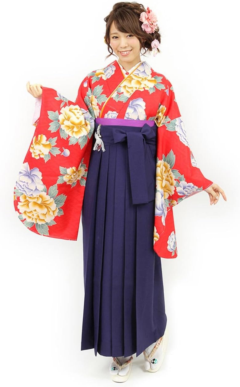 Kimono Ohkini Women's Japanese Hakama Kimono Women Andon-Navy