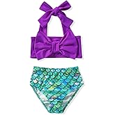 Aalizzwell Baby Girl Bathing Suit, Toddler Girls Two Piece Swimsuit Halter Top Bikini Bottoms Swimming Suit