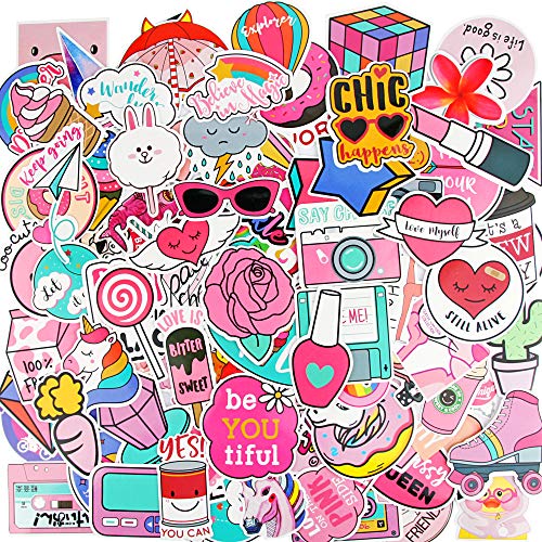 DECYOOL 110 Pcs Girls Cute Laptop Stickers Decal for Water Bottle Skateboard Luggage Motorcycle Phone Bicycle Guitar
