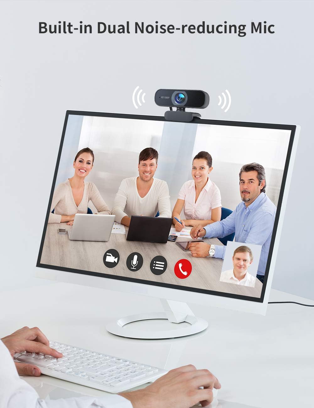 RALENO 1080P Webcam, Dual Built-in Microphones, Full HD Video Camera for Computers PC Laptop Desktop, USB Plug and Play, Conference Video Calling, Streaming: Electronics