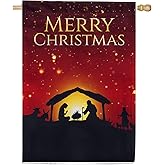 America Forever Merry Christmas Holy Nativity House Flag 28 x 40 Inch Double Sided Outdoor Yard Decorative Holiday Star of Bethlehem Jesus Birth Wise Men Night