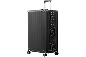 AnyZip Luggage PC+ABS Aluminum Frame Zipperless Checked Luggage Hard Shell Suitcase with TSA Lock Double Spinner Wheels 28 Inch Black