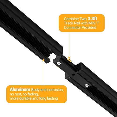 VANoopee 8-Light LED Track Lighting Kit – 6.6FT H-Type Rail, 5-Color Selectable Heads, Dimmable 10W 800lm CRI90+ Modern Ceiling Spotlight (Black)