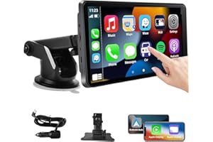 CRROPDA 7 Inch Portable Touch Screen Car Stereo with Wireless Carplay & Android Auto,Mirror Link,Bluetooth,AUX,FM,Siri,Voice Control for All Vehicles