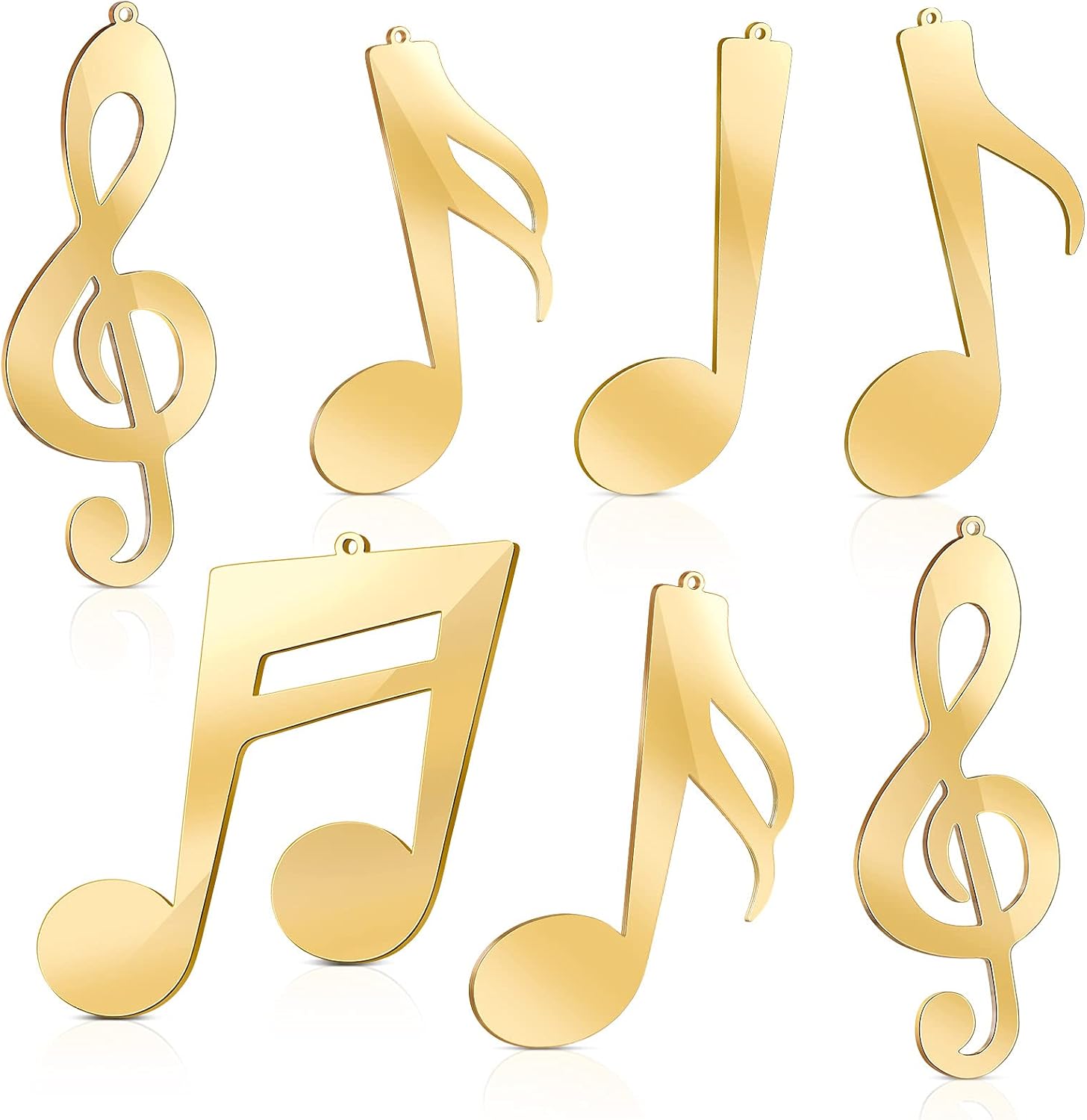 Ornaments - 15 Christmas Treble Clef Ornament Hanging Musical Note Ornament Treble Clef Christmas Tree Decoration Treble Clef Instrument Ornament with Gold Ribbon for Xmas Tree Music Jewelry Women Girl (Gold)