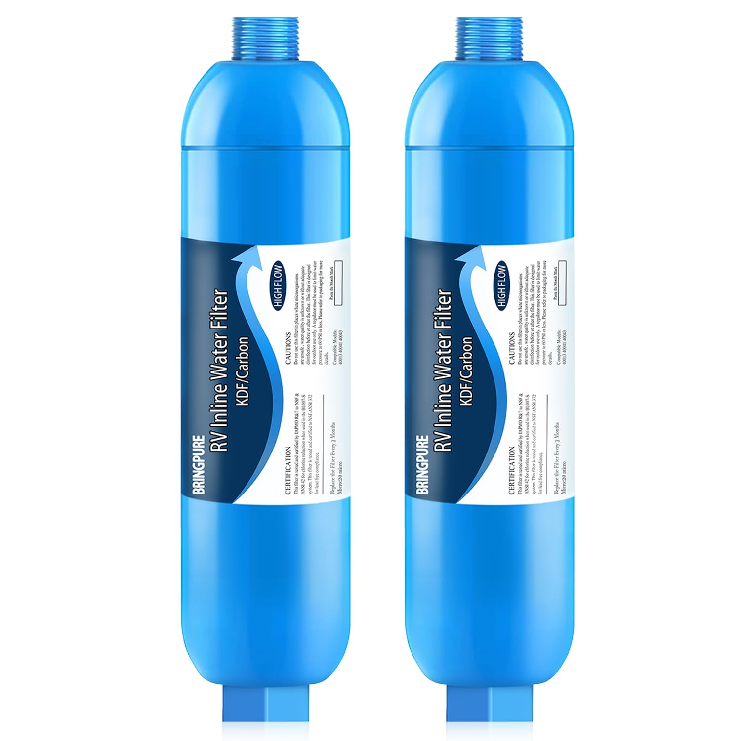 Photo 1 of RV Inline Water Filter, NSF 42/372 Certified, Reduce Chlorine, Odor, Taste, Rust and Fluoride in Drinking Water, Dedicated for RVs and Marines, Pack of 2